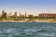 Karnak temple on the east bank of the Nile River Karnak temple on the east bank of the Nile River